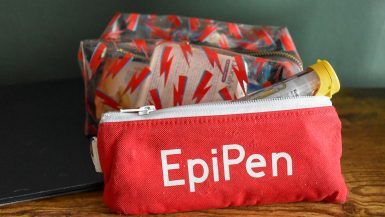 Travel health kit for food allergy backpackers, EpiPen, allergy cards, insurance, safe snacks